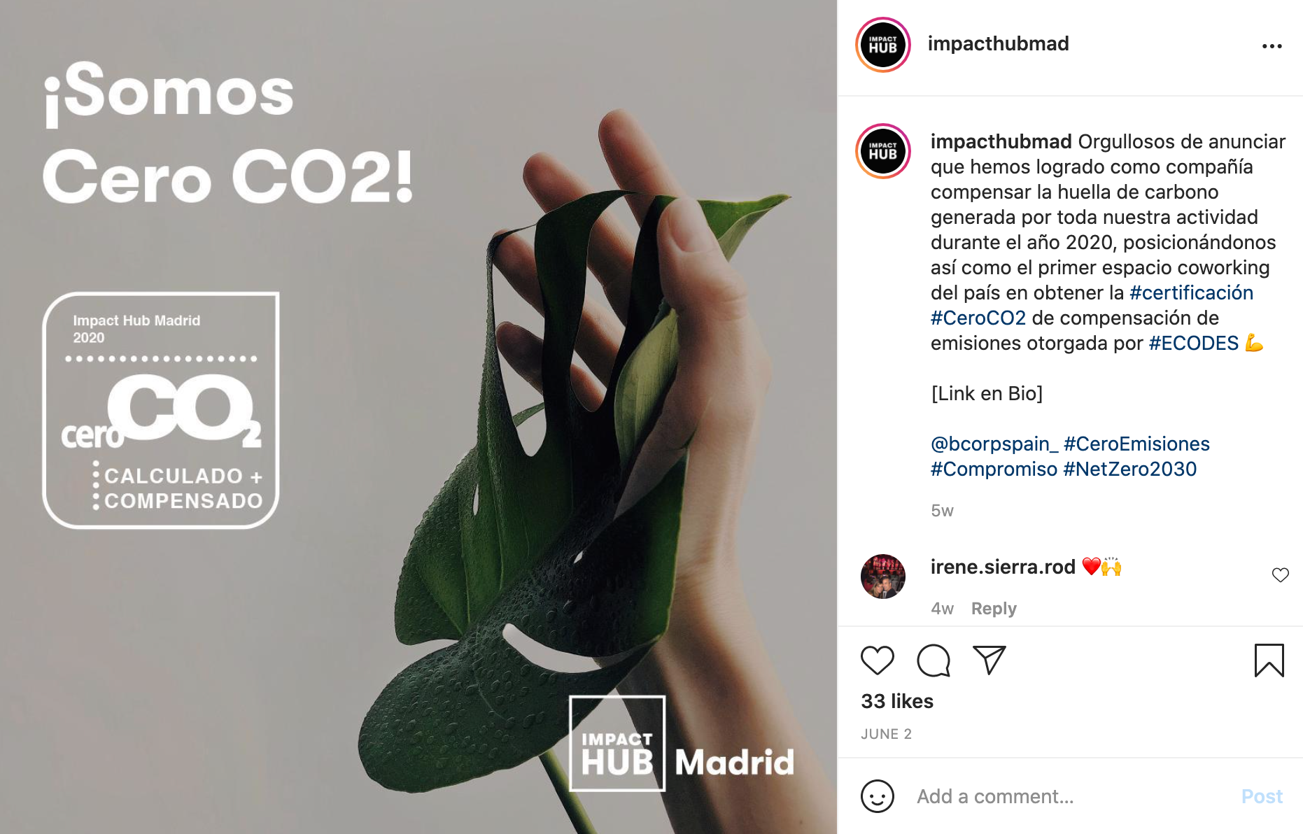 Instagram Post from Impact Hub Madrid